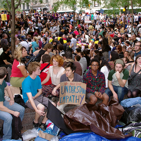 Protesters during day 14 of Occupy Wall Street