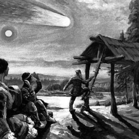 An artist's rendering of the Tunguska event