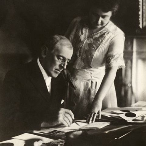 President Woodrow Wilson with his wife, Edith, in June 1920.
