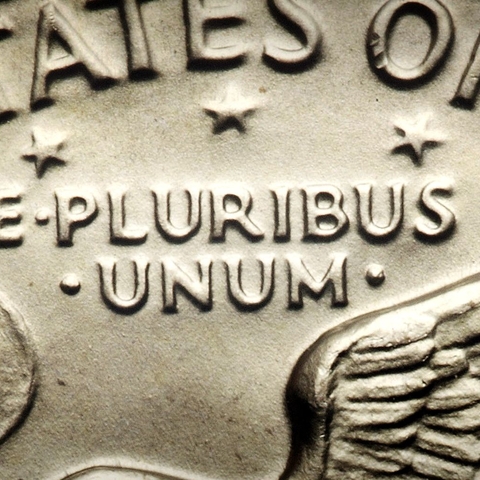 close-up of an Eisenhower US coin