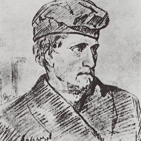 Dmitri Karakozov before his execution, graphite drawing by Ilya Repin in 1866