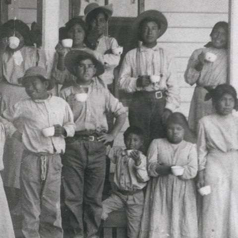 Students at the Tuberculosis Sanitorium, Phoenix Indian School, ca. 1890-1910. 