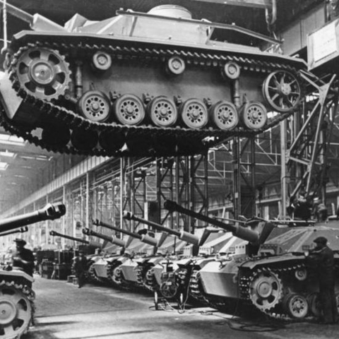 Tanks rolling off a German assembly line in 1943