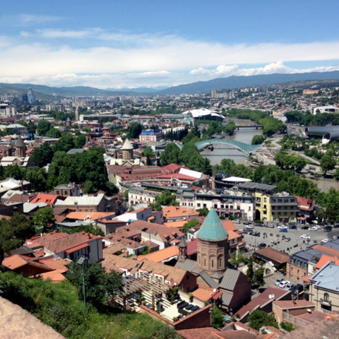 View of Tbilisi as seen from Narikala, the city's medieval citadel.