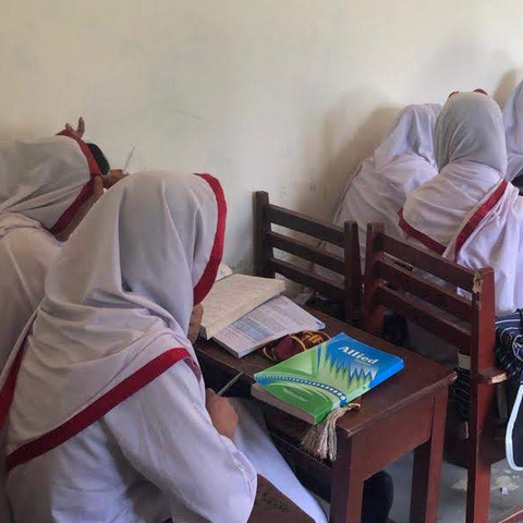 school girls in class - Studying biology and physics from English textbooks presents challenges in understanding the material but is necessary because their state examinations will be in English.