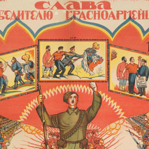 "Glory to victorious Red Army soldier!" by Dmitrii Stakhievich Moor, 1920