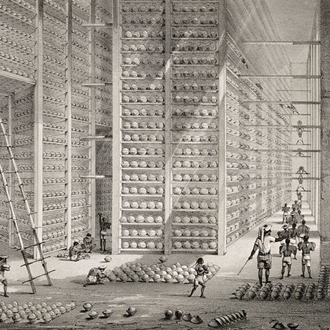 Illustration of Packing Room in Opium Factory at Patna, India