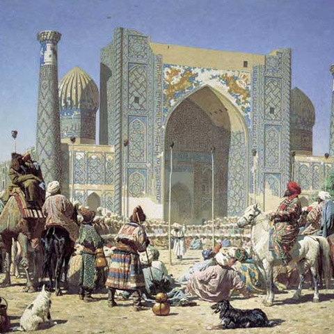An orientalist nineteenth century Russian view of Samarkand in the time of Timur. 