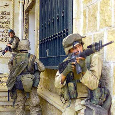 soldiers patrolling in Iraq
