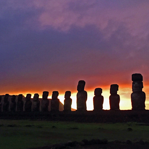 sunrise at Ahu Tongariki on Easter Island