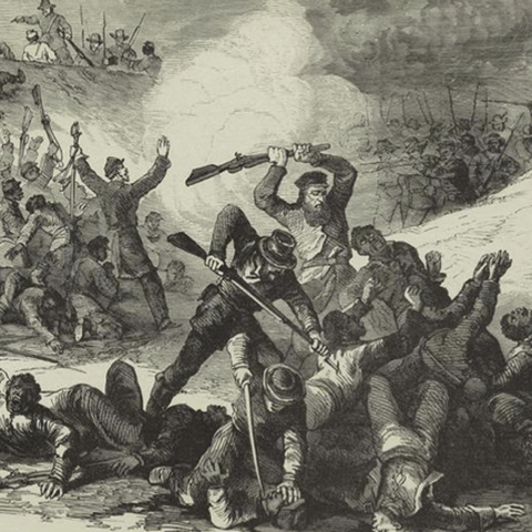 1864 depiction of the Fort Pillow Massacre in Frank Leslie’s Illustrated Newspaper