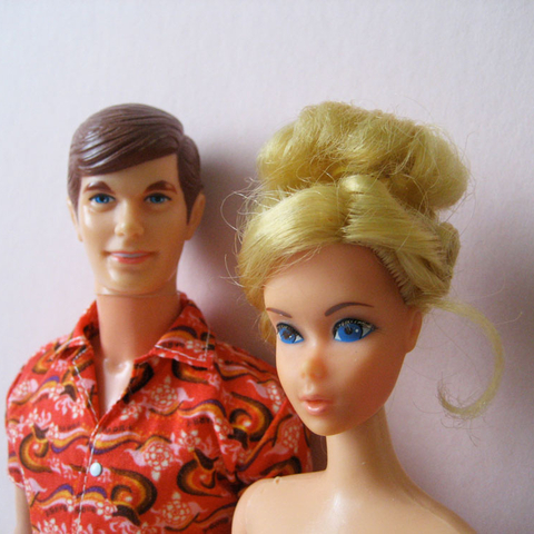 vintage Barbie and Ken dolls