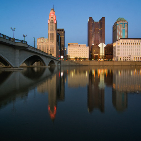 Genoa Park along the west bank of the Scioto River in Columbus, Ohio, United States