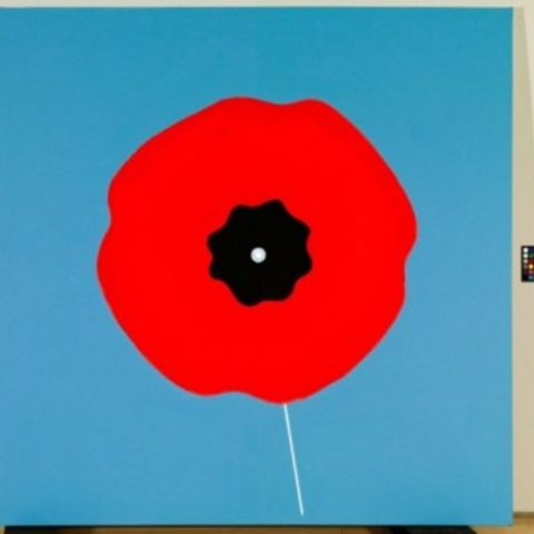 This universally recognized symbol of the poppy is evoked every Remembrance Day. Source, Charles Pachter.