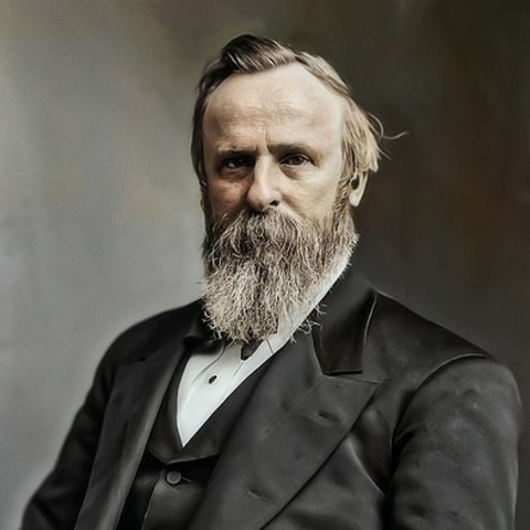 Restored color photo of President Rutherford B. Hayes.