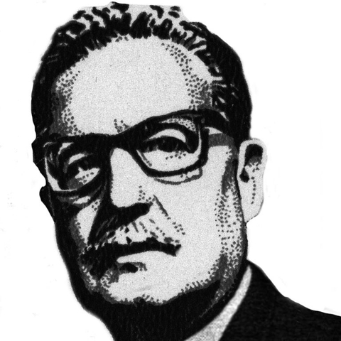 Stamp of Salvador Allende, the former Chilean president overthrown in 1973.