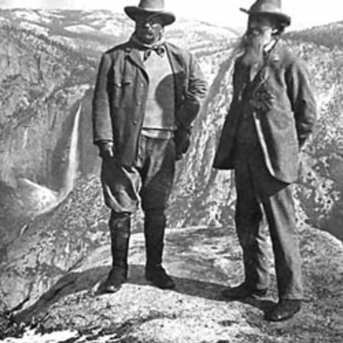President Theodore Roosevelt helped solidify conservation as a national agenda item along with preservationist John Muir.
