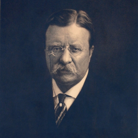 Etching of Theodore Roosevelt.