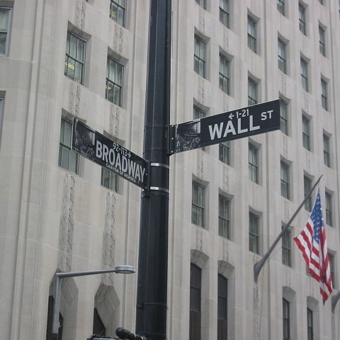 Wall street and Broadway, New York City
