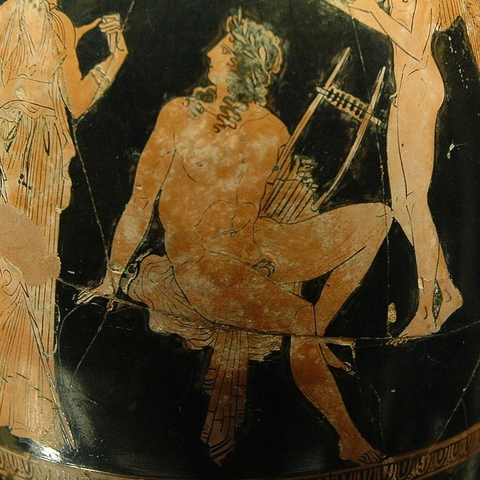 Image of Adonis on a red-figure squat lekythos.