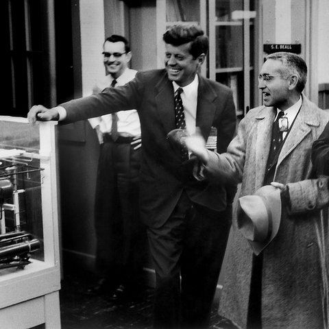 John F. Kennedy and Dr. Alvin Weinburg at the Graphite Reactor Oak Ridge National Lab in 1959.