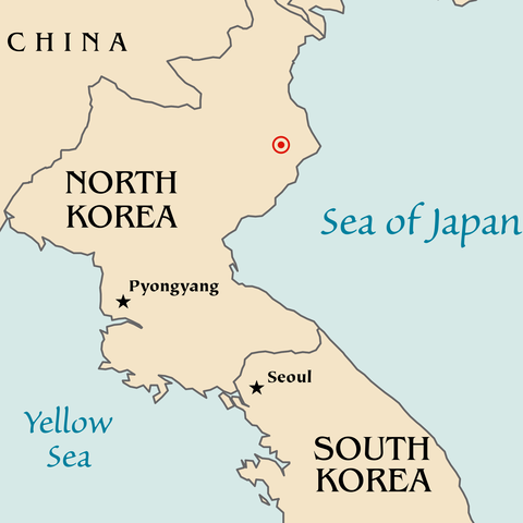 2006 map of North Korea and South Korea.