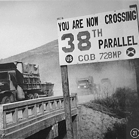 UN forces crossing the 38th Parallel in 1950.