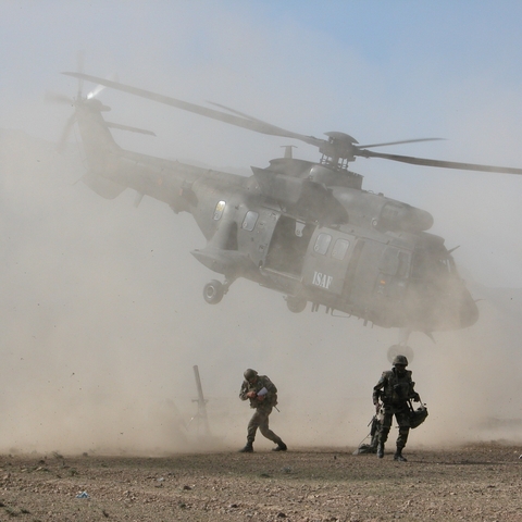 Spanish and French troops in Afghanistan in 2005.