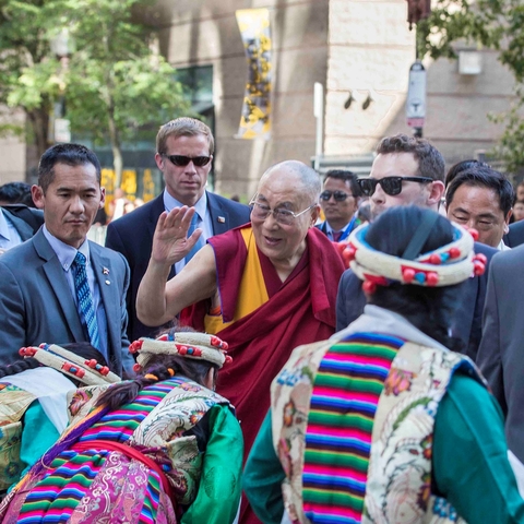 The Dalai Lama during a visit to Boston, Massachusetts in 2017.