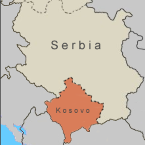 Kosovo is located to the south of Serbia.