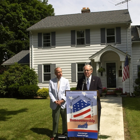 First house built with a loan from the Federal Housing Administration after World War II.