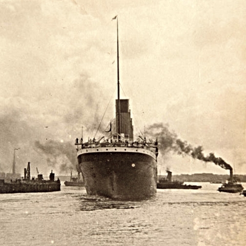 The Titanic sailing from Southampton in 1912.