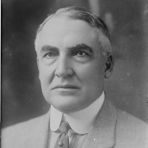 A glass negative of Warren G. Harding.