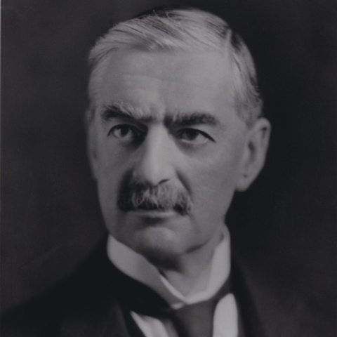 Portrait of Neville Chamberlain, who was the Prime Minister of United Kingdom during the early months of World War II.