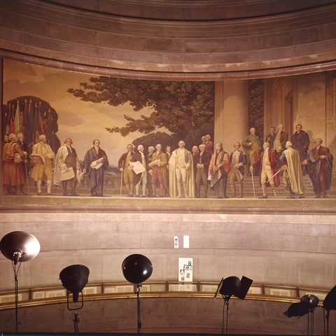 Barry Faulkner's mural, "The Constitution," depicts the framers of the U.S. Constitution.