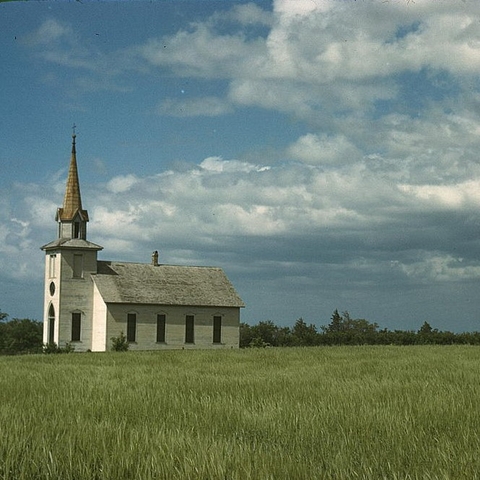 A 1940s photo of a church in Kansas.