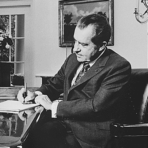 President Nixon signing a bill in 1972.