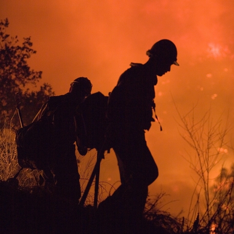 Firefighters working on the San Diego wildfires in 2007.
