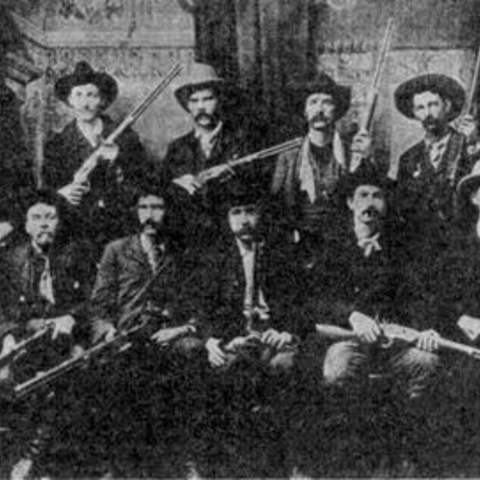 Gunslingers in the 19th century. This is the Ned Christie posse.
