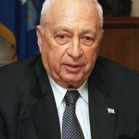 State of Israel Prime Minister, Ariel Sharon, pictured during a defense meeting held at the Pentagon in Washington, District of Columbia (DC).
