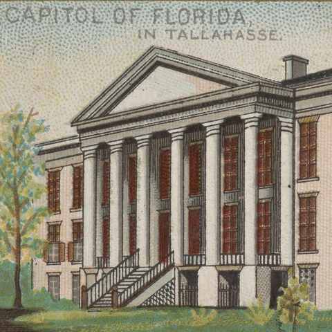 An 1889 lithograph of the Historic Capitol of Tallahassee, Florida