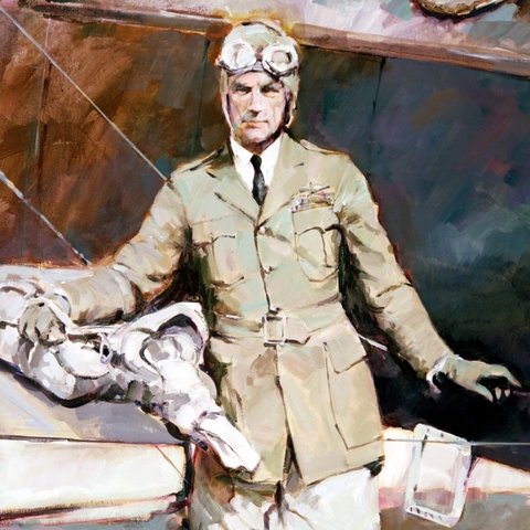 A portrait of U.S. Brig. Gen. William “Billy” Mitchell, who advocated for air power in the 1920s.