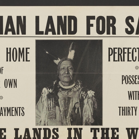 Advertisement of an upcoming land sale by the United States Department of the Interior in 1911. The Interior Department published many similar advertisements to encourage white settlers to purchase "excess" reservation lands.