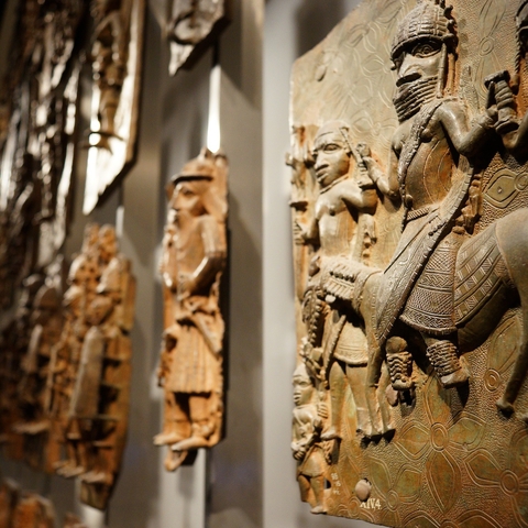 The Benin Bronzes in the African Gallery at the British Museum.