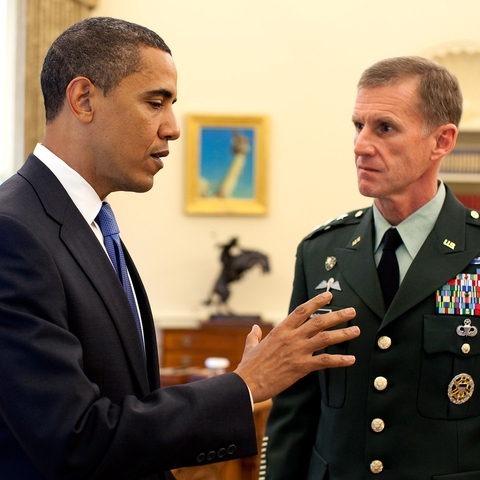 President Obama and McChrystal in the Oval Office in May 2009.