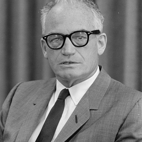 A black and white photo of Barry Goldwater in 1962.