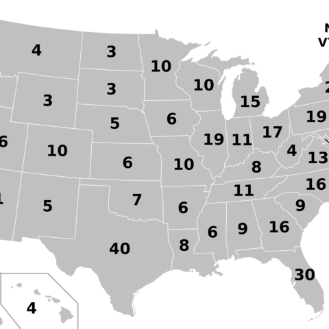 Map of the Electoral College for the 2024 United States presidential election.