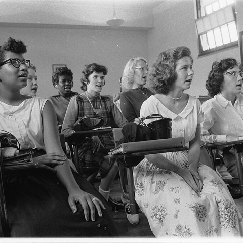 An integrated classroom in Anacostia High School, Washington, D.C., in 1957.