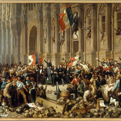 Philippoteaux - Lamartine in front of the Town Hall of Paris rejects the red flag.