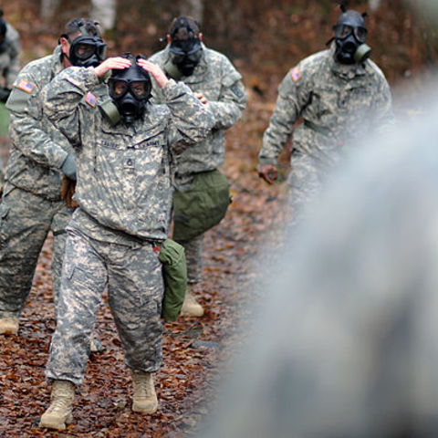 Signal Soldiers train to protect against Nuclear Biological and Chemical threats.